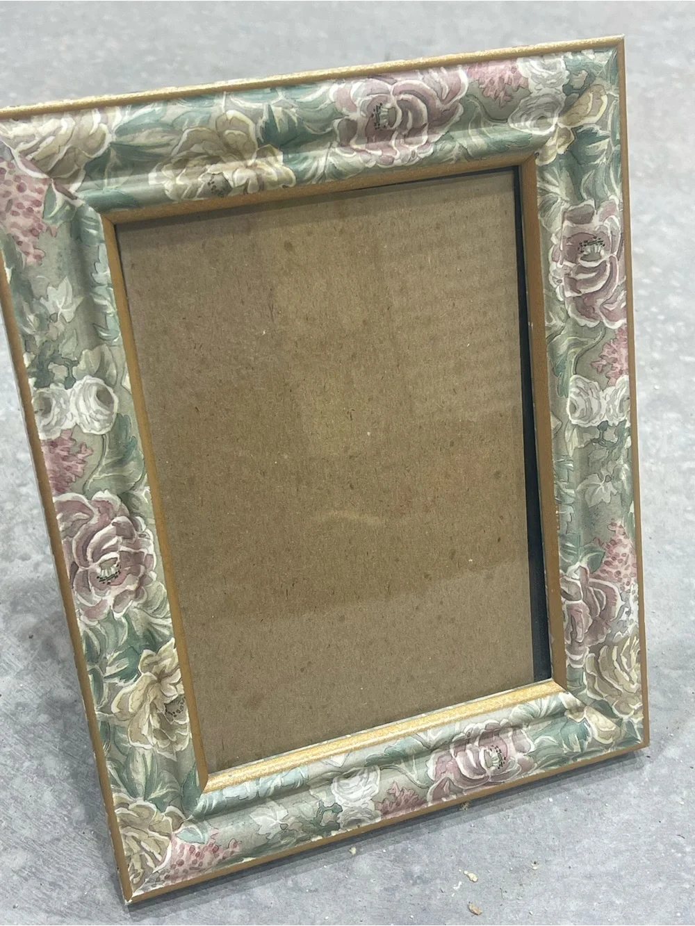 Floral Cottagecore Pattern - Portrait Photo Frame - Green Pink White Gold
